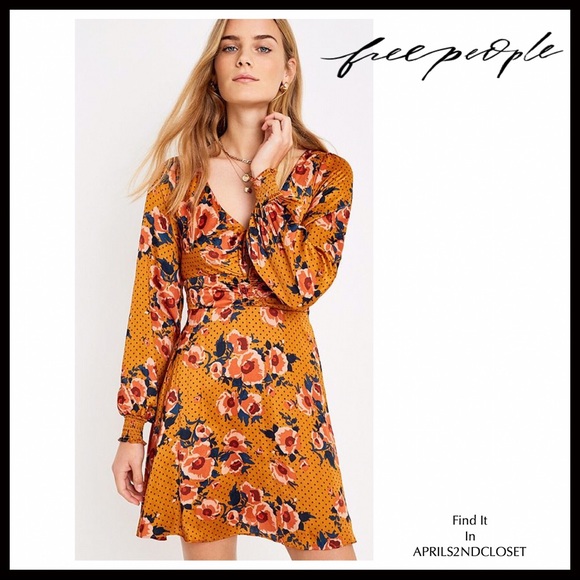 FREE PEOPLE BOHO V-NECK LONG SLEEVES DRESS A2C - Picture 3 of 8